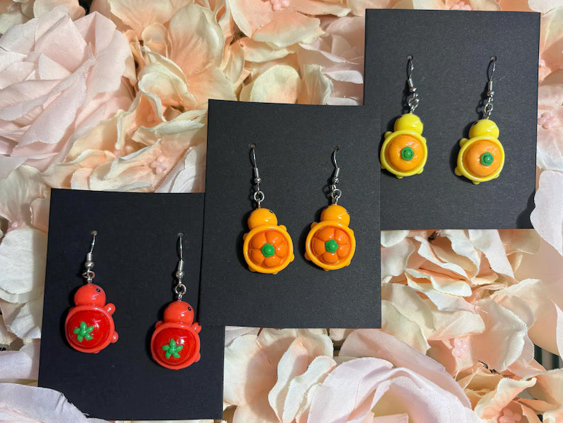 Fruit Salad Turtle Earrings Dangles | Hypoallergenic Stainless Steel | Nickel-Free & Sensitive Skin Friendly