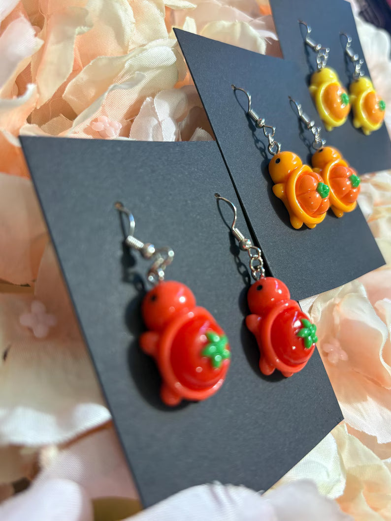 Fruit Salad Turtle Earrings Dangles | Hypoallergenic Stainless Steel | Nickel-Free & Sensitive Skin Friendly