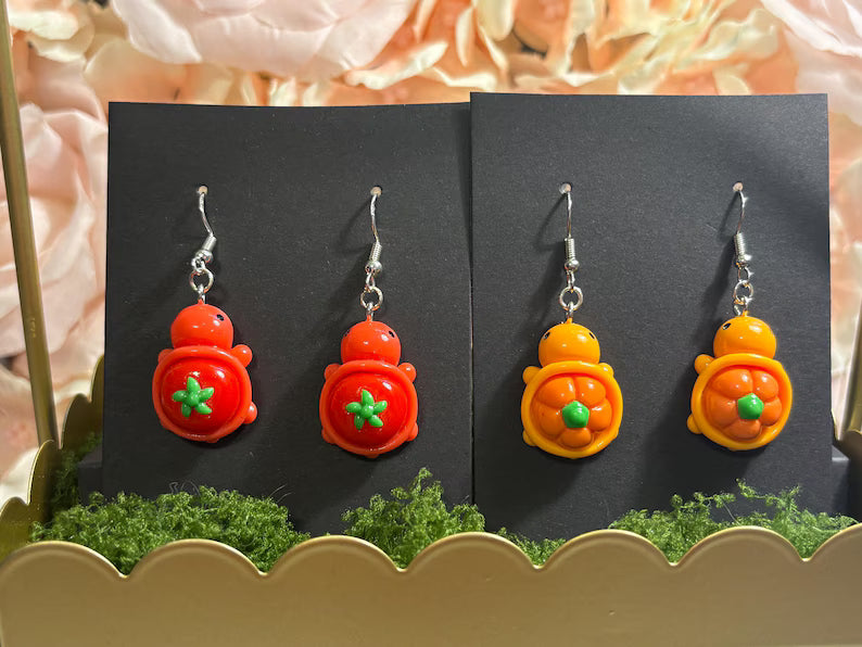 Fruit Salad Turtle Earrings Dangles | Hypoallergenic Stainless Steel | Nickel-Free & Sensitive Skin Friendly